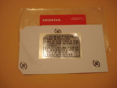 Honda Z50A Z 50  Z50 Z50R CT70 SL70 CT 70 CT125 air cleaner label OEM