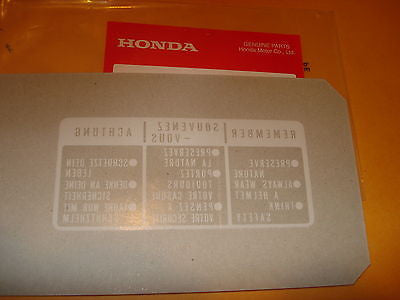 Honda  XL75  XL100S XL175 XR185 XR200 XR250 XL250 XL350 XR500 tank label OEM